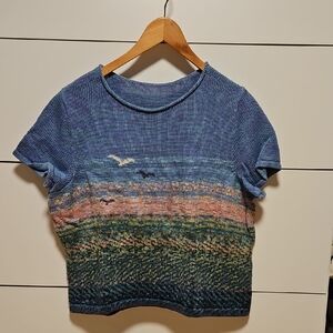 Artistic Blue Horizon Short Sleeve Top